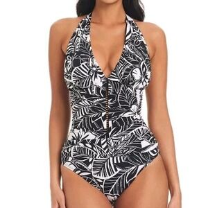 Bleu by Rod Beattie Size 8 Ciao Bella One-Piece Swimsuit Halter Black New